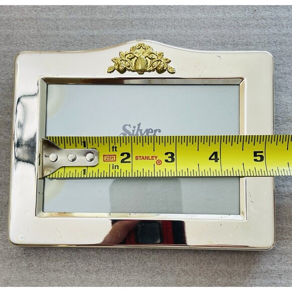 Silver-Plated Lacquered Brass Picture Frame 5"x3.5" by Bowon w/Glass Classic - Picture 5 of 11